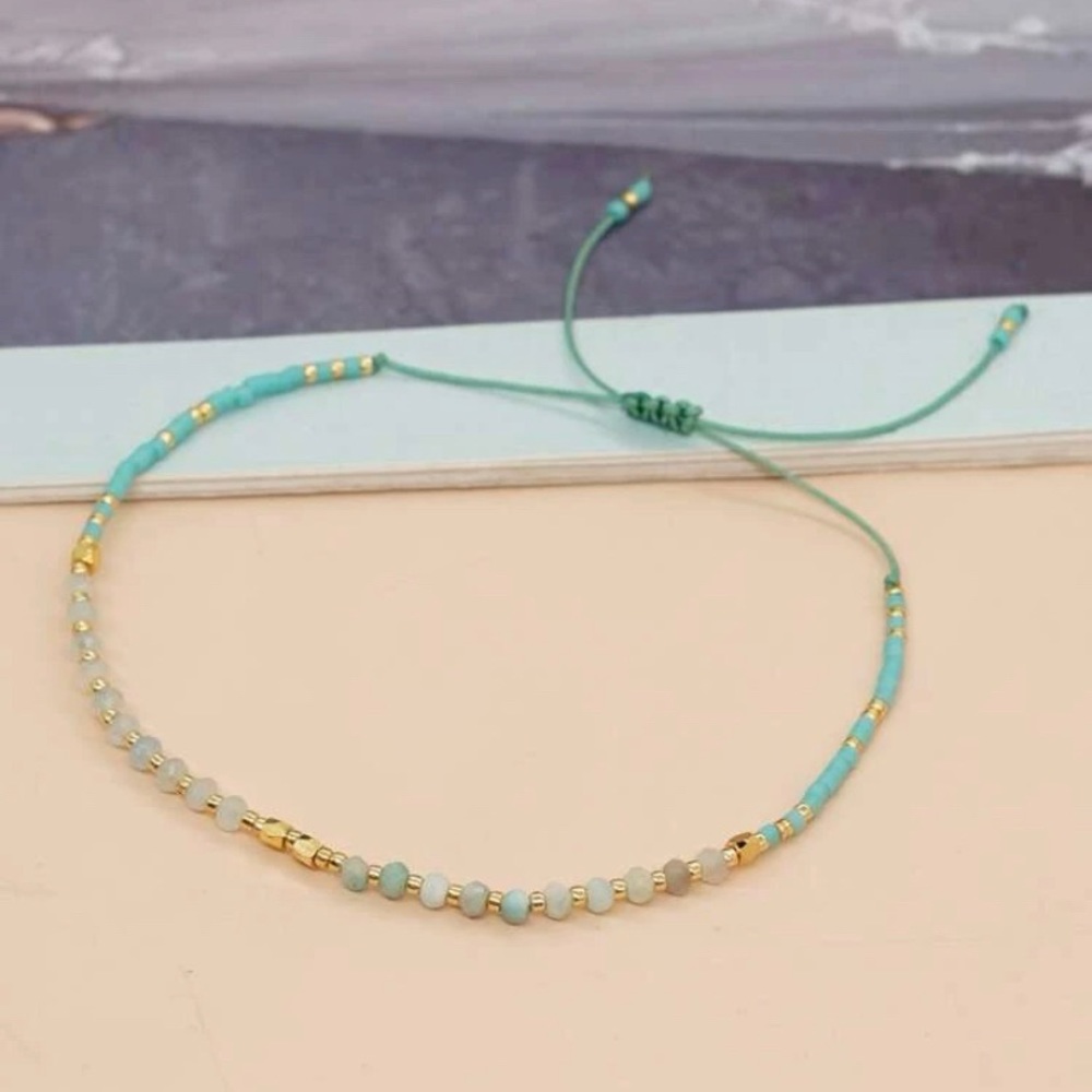 Real Gemstone Beaded Bracelet // Turquoise // Amethyst // Boho // Minimalist